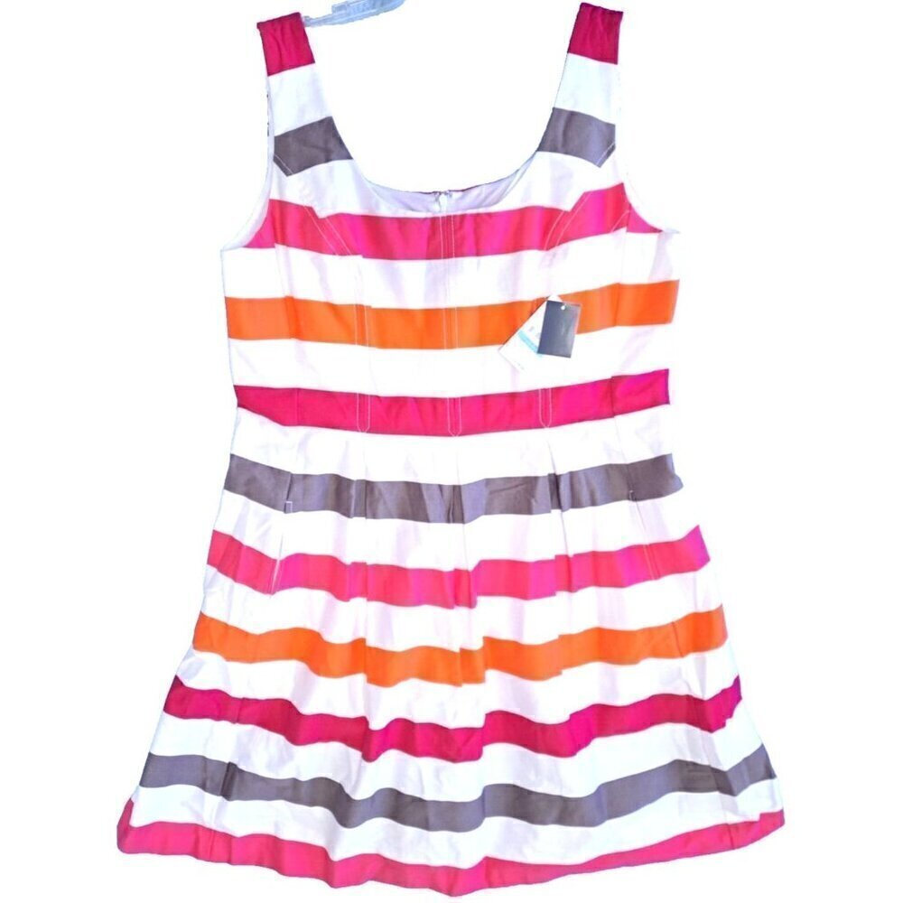 Nine West Women's 16 Multicolor Striped Sleeveless Dress Pockets New w/Tags